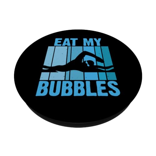 Eat My Bubbles For Swimming Lovers Swim Team - Funny Swimmer PopSockets Swappable PopGrip, Black - Image 2