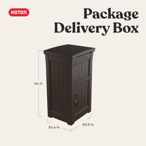 Image of Keter Delivery Box for Porch with Lockable Secure Storage Compartment to Keep Packages Safe, One Size, Brown