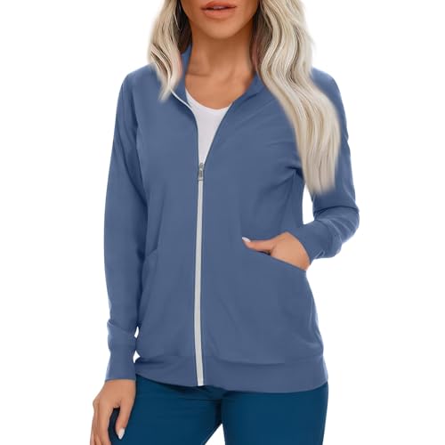 Scrub Jackets for Woman Zip Up Long Sleeve Tops Print Plus Size Womens Scrubs for Women Nursing Shirts with Pockets