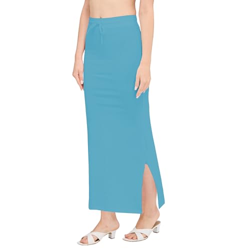 Image of DESI GIRL Cotton Lycra Stretchable Saree Shapewear Petticoat with Drawstring for Women | Fishcut Saree Petticoat with Side Slit for Easy Movement | Saree Shaper | Long inskirt