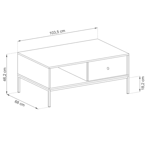 Lomadox Sofatisch Couchtisch in blau, Fußgestell schwarz, Griffe goldfarben – Bild 4