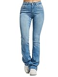 Super stretch denim fabric offers next-level feel-good comfort. - Product Type : Flared fit jeans - Closing : Zip fly fastening - Waist : Mid waist - Extra details : Belt loops, Gunmetal rivets - Wash/Finish : Light wash for a washed-out and bright denim look - Fit : These flared fit jeans hug your hips and thighs and widen out from the knee down - Fit : Flared Fit