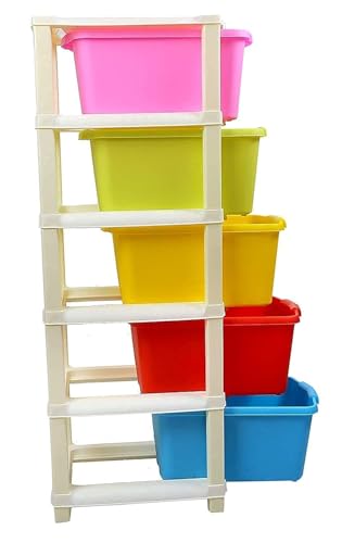 Image of 5 XL Plastic Modular Drawer System for Home, Office, Hospital, Parlor, School, Doctors, Home and Kids, Product Dimension When Asembeled (27Cmx32Cmx85Cm) (Multi, 5XL)