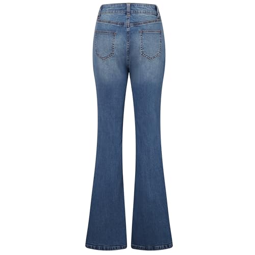 Women's Stretch Bootcut Denim Pant Flare Jean Slim Fit Casual Jean with Belt2