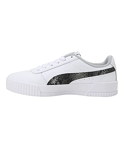 Image of Puma Women's Carina L Snake FS White-Gray Violet-Silver Leather Sneaker-3 UK (38238402)
