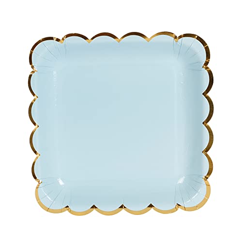 Geeklife Blue Square Paper Plates With Sparkly Gold Foil Border, 7 Inch Disposable Paper Party Plates Bulk , Decorated Dessert Plates Set ,20 Pcs (Hhzy-Zp-Tj-Fx) #TOP5
