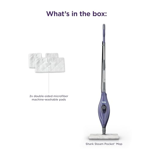 Shark Steam Pocket Mop with 2 Washable Double-sided Pads, Steam Sanitization, Swivel Steering, Lightweight, Steam Cleaner for Sealed Hard Floors, Hardwood, Marble, Tile, Purple, S3501 image 10