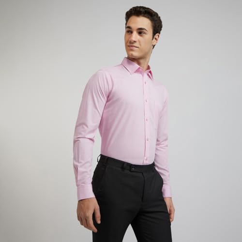 Image of Raymond Men's Pure Cotton Solid Pattern Slim Fit Semi Cutaway Collar Full Sleeve Formal Shirt