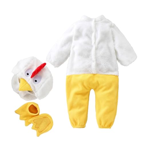 Combinaison coq bébé, pyjama combinaison animaux en flanelle avec bonnet et chaussures