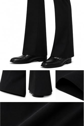 Image of Men's Formal Bootcut Pants | Stretchable Trousers | High Rise Flared Fit Pants | Office & Formal & Casual Wear (Black /White)