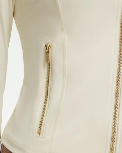 Image of SUUKSESS Women Golden Full Zip Up Workout Cropped Jackets Lightweight Athletic Yoga Tops