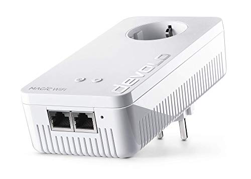 Devolo Magic 1 Wifi: Sterke Powerline Adapter Met Wlan-Functie, Tot 1200 Mbit/S Wifi Ac, 2X Fast Ethernet Lan-Aansluiting, Geïntegreerde Stopcontact, Mesh Wifi, Access Point, Wit