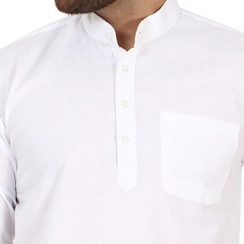 Image of AMAZON BRAND - ANARVA Men's Pure Cotton Solid Kurta Long Sleeves Band Collar Casual Shirt