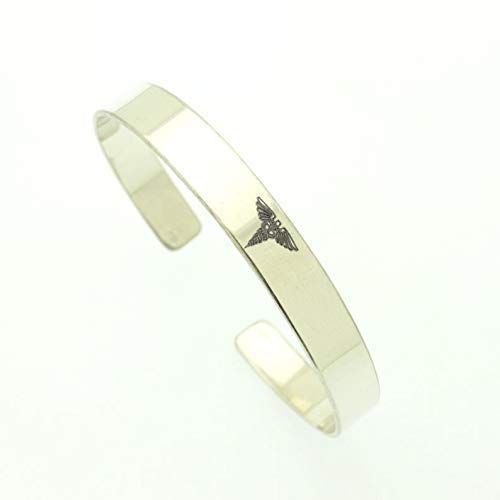 Custom Caduceus Bracelet Sterling Silver Medical Alert Bracelet Medical Id Cuff Bracelet For Men Or Women Emergency Contact Bracelet Gift For Him Medical Jewelry #TOP4