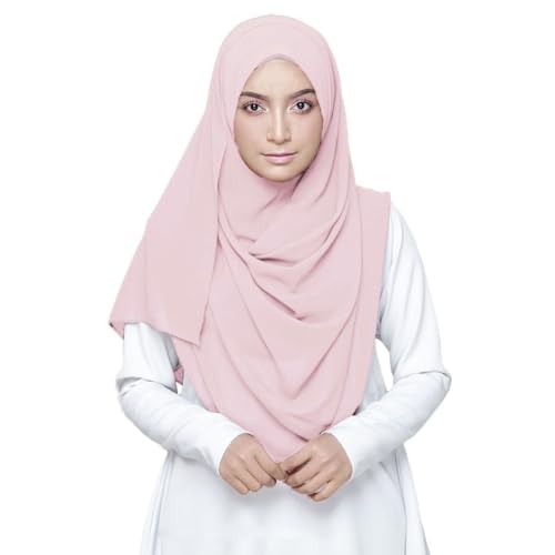 Image of LMVERNA Solid Color Bubble Chiffon Scarf for Women Fashion Soft Hijab Long Scarf Wrap Scarves