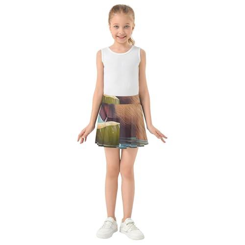 Joisal Capybara Blue Sky Toddler Tennis Skirts Cute Girls' Shorts Athletic Skorts School Skirt 4t3