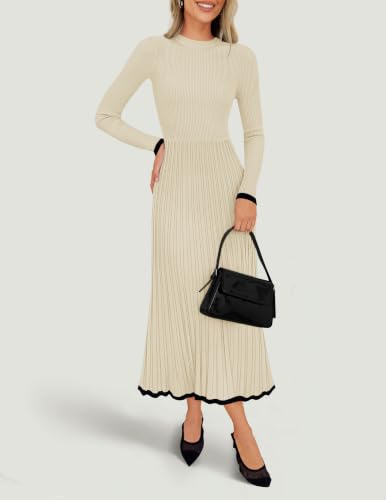 ZESICA Womens Fall Long Sleeve Crewneck Midi Sweater Dress - Image 4