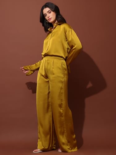 Image of PURVAJA Women's Full Sleeve Shirt & Trouser Solid Co-ords