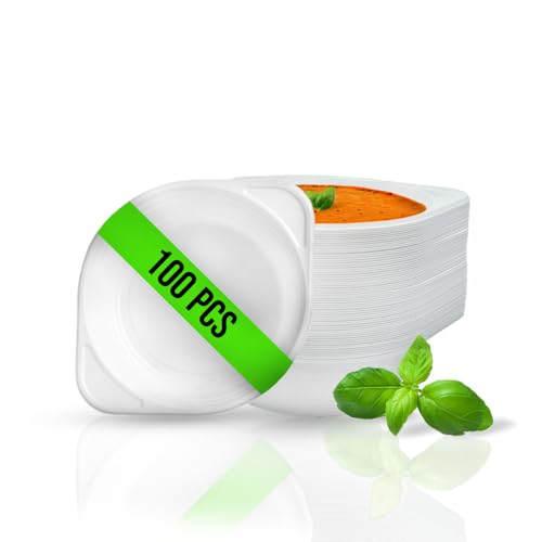 RAGO® Ciotole plastica da 500 ml I Set di 100 pezzi I Riutilizzabile Ciotole per zuppa I Ciotole per feste I Ciotole da portata Bianco