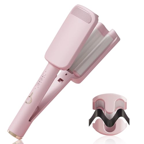 Vmxlso Plancha para Hacer Ondas, 32mm Risadora para Cabello, 4 Temperaturas Rizadores de Temperatura Regulable, Rizador Francés para Pelo Largo/Corto