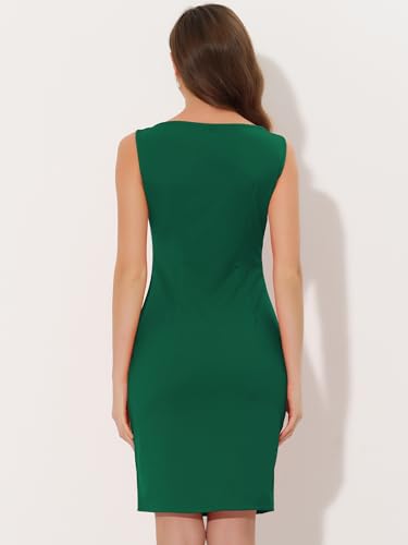 Image of Allegra K Sheath Dress for Women's Business Teacher Sleeveless Boat Neck Dressy Casual Office Dresses