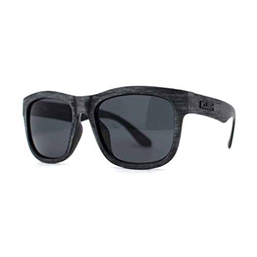 Kush Mens Brushed Wood Grain Sport Horn Rim Black Lens Sunglasses