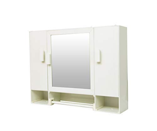 Diplomat Off White (20" x4" x 16") 3 MM Thickness 3 Door Bathroom Mirror Cabinet