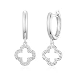 Philip Jones Silver Plated Clover Charm Hoop Earrings Created with Zircondia® Crystals