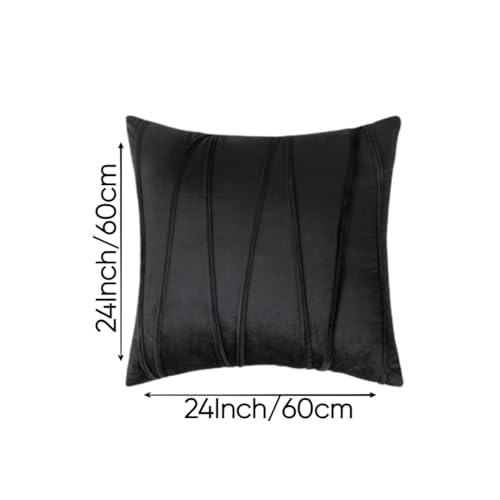 Image of Amazon Brand - Umi Decorative Striped Throw Pillow Covers 24 X 24 Inch,Soft Solid Velvet Pillow Covers Cushion Case with Zigzag Pattern for Sofa Bedroom 60 X 60 Cm (Pack of 2) Black