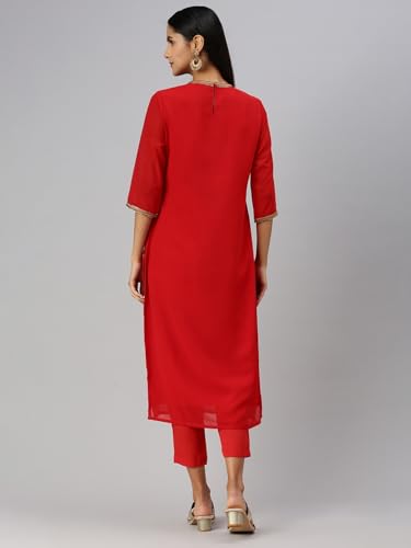 Image of Hritika Red Faux Georgette Sequin Pattern (HRKB0070RED XXL)