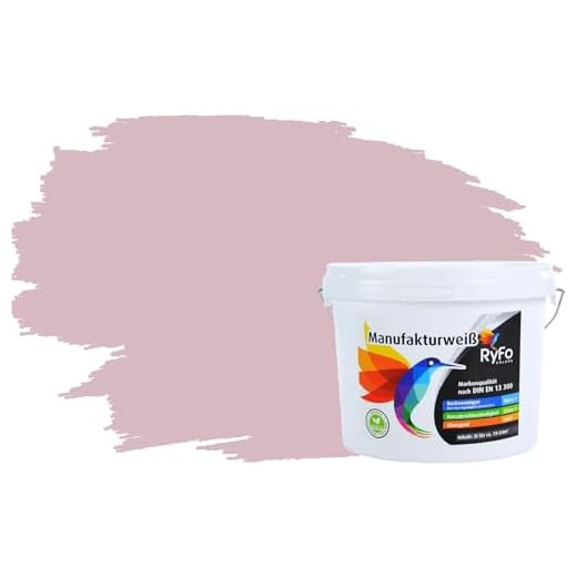 RyFo Colors Bunte Wandfarbe Manufakturweiß Rose 3l - weitere Rot Farbtöne und Größen erhältlich, Deckkraft Klasse 1, Nassabrieb Klasse 1