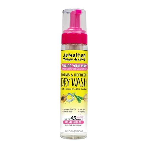 Jamaican Mango & Lime Braids Your Way Dry Wash – Gentle Cleansing Foam for Braids, Locs & Twists – No-Rinse Dry Shampoo for Scalp