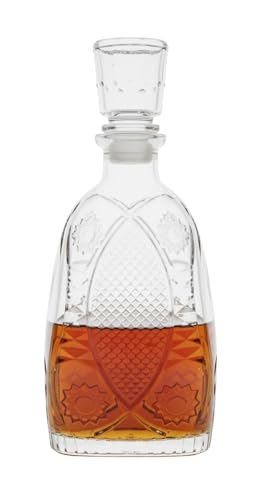 Provance Dekorative elegante Glaskaraffe für Whiskey, Cognac, Scotch, Brandy, Sherry, 900 ml, mit Glasverschluss Geschenkidee für Genießer