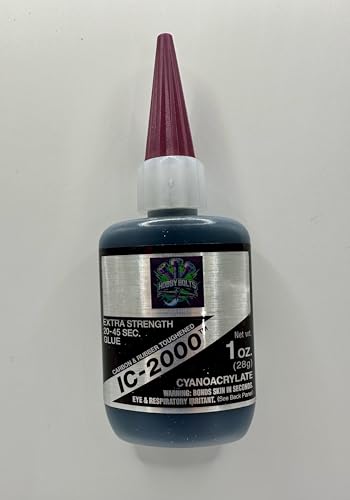 Bob Smith, IC-2000 Extra Strength Cyanoacrylate Glue, Black, 1 oz, Fast-Setting 20-45 Seconds, Carbon and Rubber Toughened CA Glue. Hobby Bolts, BSI, Made in The USA!