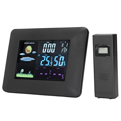 Digitale Temperatur und Luftfeuchtigkeit, drahtlose Wetterstation 8 in 1 LED-HD-Farbdisplay mit Snooze-Funktion für…