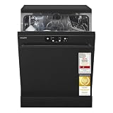 Lavavajillas 60 cm Exquisit GSP9114-450D Negro | Lavavajillas Libre Instalación 14 Servicios | 4 Programas de Lavado, Express 30 min, Aquastop, Inicio Diferido 1-24h, Funcionamiento Silencioso 49 dB