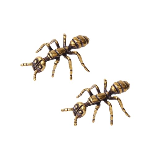 SHIDXIB 2Pcs Creative Old Ant Ornaments Chinese Antique Bronze Carving Insect Tea Pet Tabletop Decoration Home Living Room Ornament Room Decor Tabletop Display Ornament