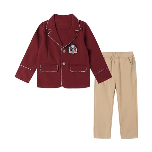 Image of Mud Kingdom Boys British School Uniform Set Long sleeve Tie Badge Pleated Plaid Back to School 4-16Y