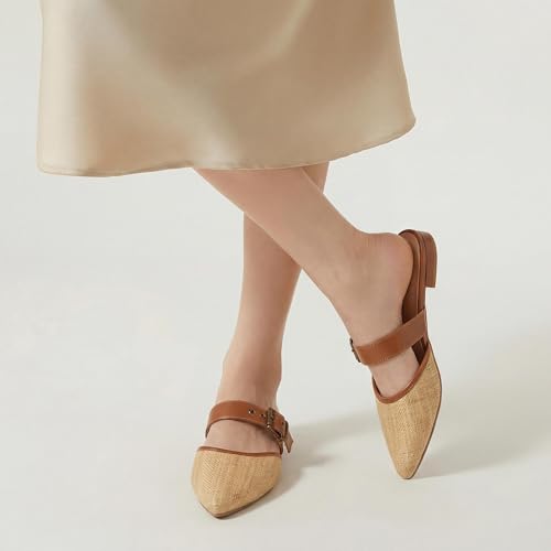 Image of Rekayla Mules for Women Adjustable Strap Pointed Toe Backless Loafer Shoes