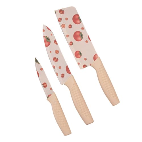 Image of ZIBUYU Kitchen Cutters, Set of 3Pcs Stainless Steel Kitchen Cutters Chef Cutter Fruit Cutter Utility Cutter Anti-Slip Handle Design Fashion Printed Home Gift Kitchen Cutter Gift