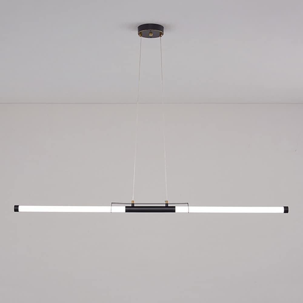 Suspension Led Minimaliste, Lampe Linéaire, Luminaire D'Îlot de Cuisine En Cuivre, Lustre À Longue Bande, Plafonnier, Lampes Suspendues Modernes Pour Table À Manger (Noir, 80 Cm)/Svart/100 Cm