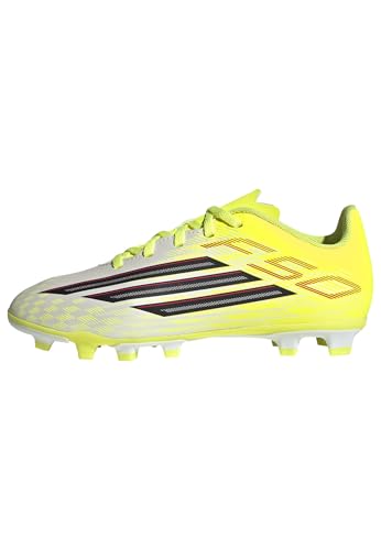 adidas Unisex niños F50 Club Firm Ground/Multi Ground Football Boots Kids, Team Solar Yellow 2/Core Black/Lucid Red, 37 1/3 EU