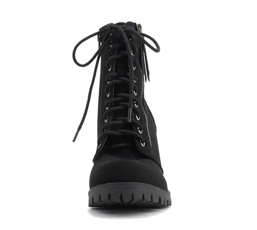 Image of Soda Women's Malia Faux Lace Up Chunky Lug Sole Combat Boot