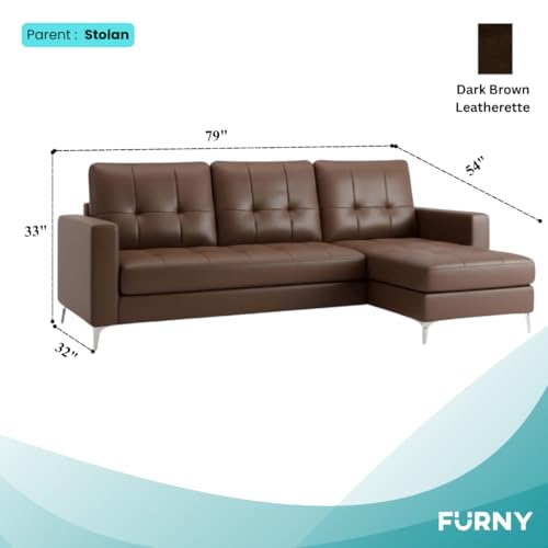 Image of CASASTYLE Madison 4 Seater Leatherette RHS L Shape Sofa Set (Brown) Premium Finish | Ideal for Living Rooms