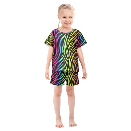 senya Short Sleeve Pajamas Sets Summer Cotton Sleepwear Rainbow Abstract3