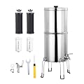 Filter Water System, 8-Stage 0.01?m Ultra-Filtration Water Purification System, Stainless Steel Water Tank Water Purifier Countertop System with 2 Filters and Spigot Reduce Fluorine Chlorine