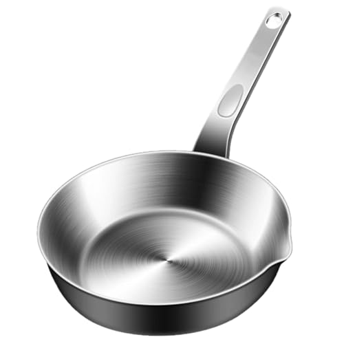 Monetais Sartén pequeña antiadherente de acero inoxidable, sartén pequeña con boquilla y mango, sartenes para huevos de 5 pulgadas de calidad alimentaria, antiadherente para cocina casera