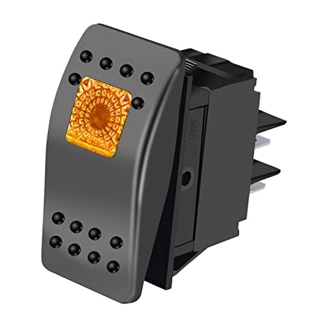mxuteuk 12V Rocker Switch with Yellow LED Cover