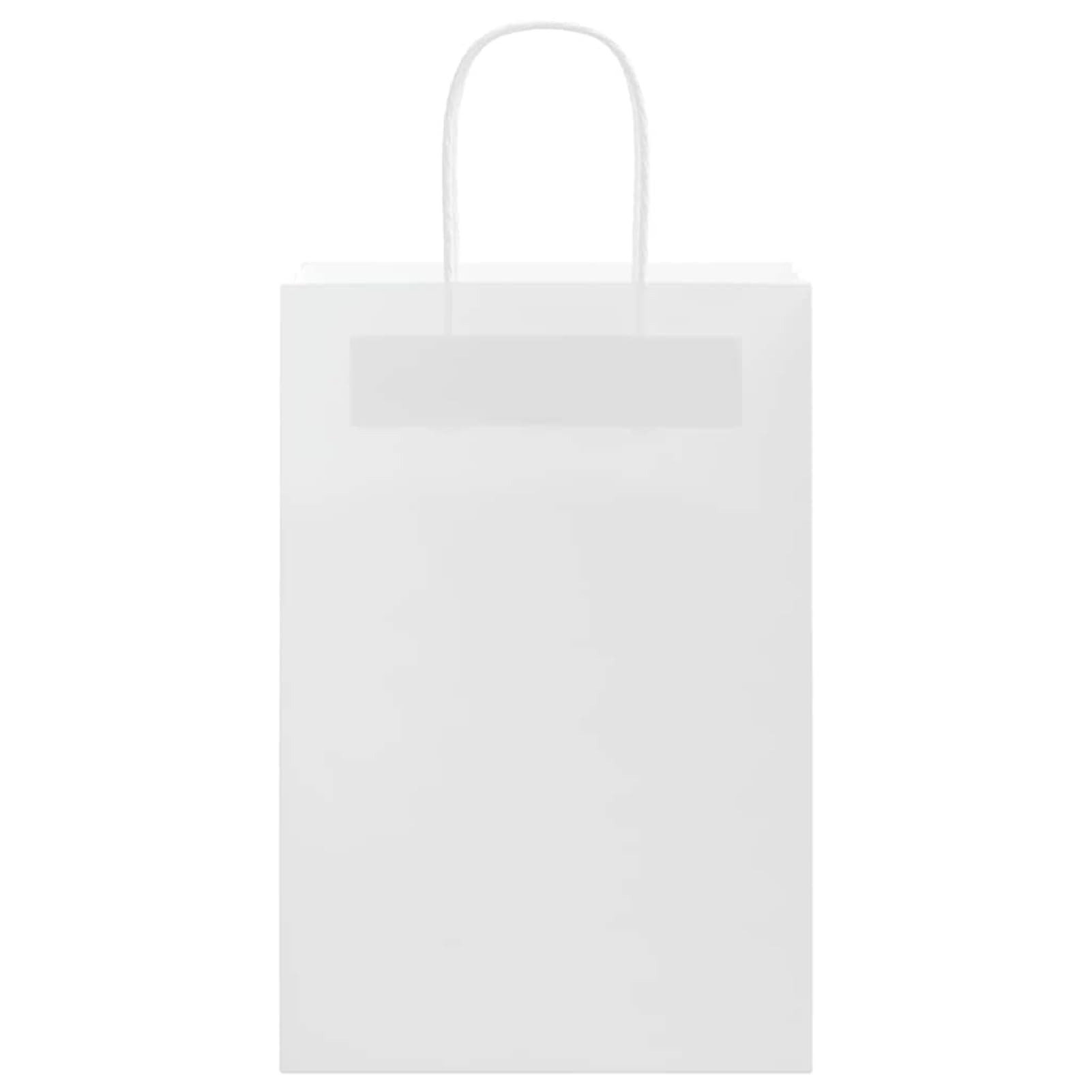 Fecpoo Torby papierowe 250 sztuk – białe torebki z papieru typu kraft, 21 x 11 x 31 cm, ze stabilnymi uchwytami linowymi papierowymi, idealne do pakowania prezentów i sprzedaży detalicznej
