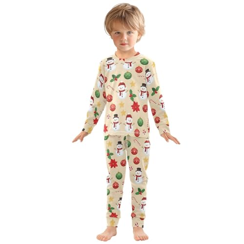 Pajama Sets Long Sleeve Christmas Pattern with Snowmen Ball Soft Comfy Sleepwear 2 Piece PJS 3-8T2